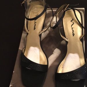 Nina- Gordon-YS Black Night Satin Heels